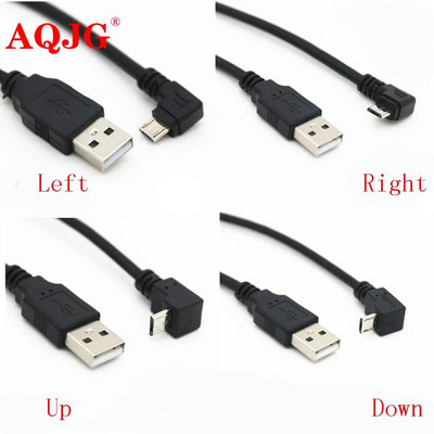 30 cm USB 2.0 A isasest vasakule paremale 90-kraadise nurgaga Mikro-USB kaabel USB-andmesidekaabli adapteri pistik üles/alla/vasakule/paremale stiilis
