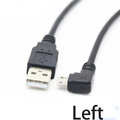 30 cm USB 2.0 A vyriškas į kairę 90 laipsnių kampu Mikro USB kabelis Laidas USB duomenų kabelio adapterio jungtis aukštyn/žemyn/kairėn/dešinėn