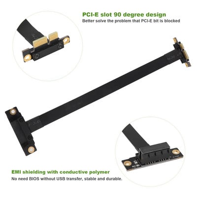 PCIE X1 Riser Cable Dual 90 Degree Right Angle PCIe 3.0 X1 to X1 Extension Cable 8Gbps PCI Express 1X Riser Card