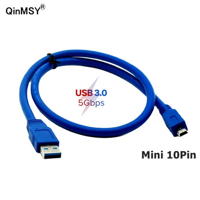 USB 3.0 A мъжки към Mini 10 Pin B Удължителен кабел за таблети, видеокамери, HUB HDD конектор 0,3M 0,6M 1M 1,5M 3M 5M