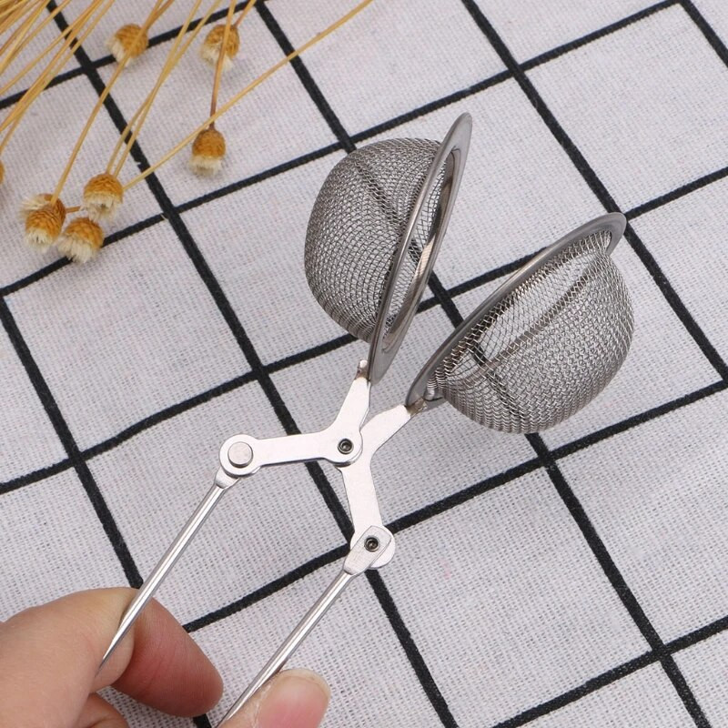 Tinklinio sietelio rutulinis palaidų lapų arbatos infuzinis nerūdijančio plieno saugus fiksavimas