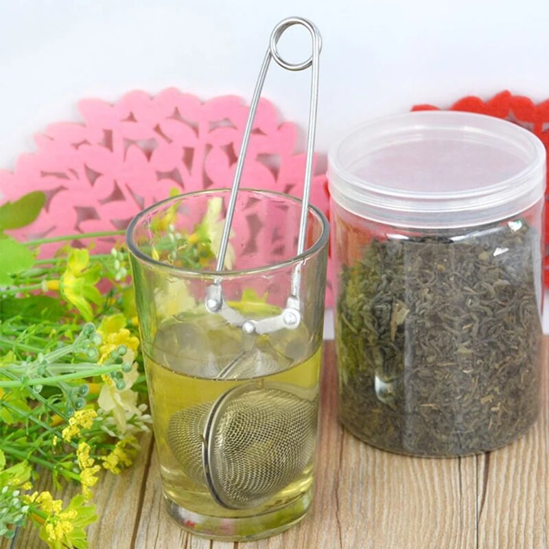 Tinklinio sietelio rutulinis palaidų lapų arbatos infuzinis nerūdijančio plieno saugus fiksavimas