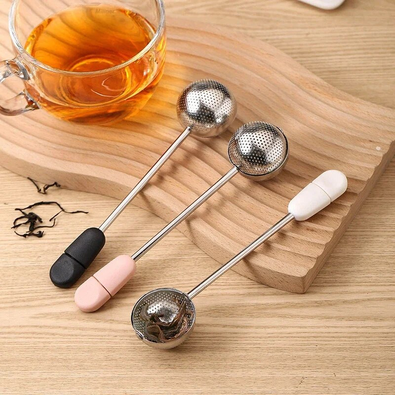 Sukamasis nerūdijančio plieno arbatos infuzinis arbatos puodelis Prieskonių arbatos sietelis, skirtas biriai arbatai, Fine Mesh daugkartinio naudojimo arbatos filtras Arbatos indų priedai