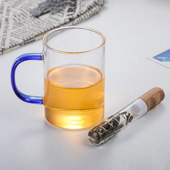 Прозрачен филтър за инфузер за чай Стъклена тръба Цедка за чай с корков капак Епруветка за варене Кухненски инструменти