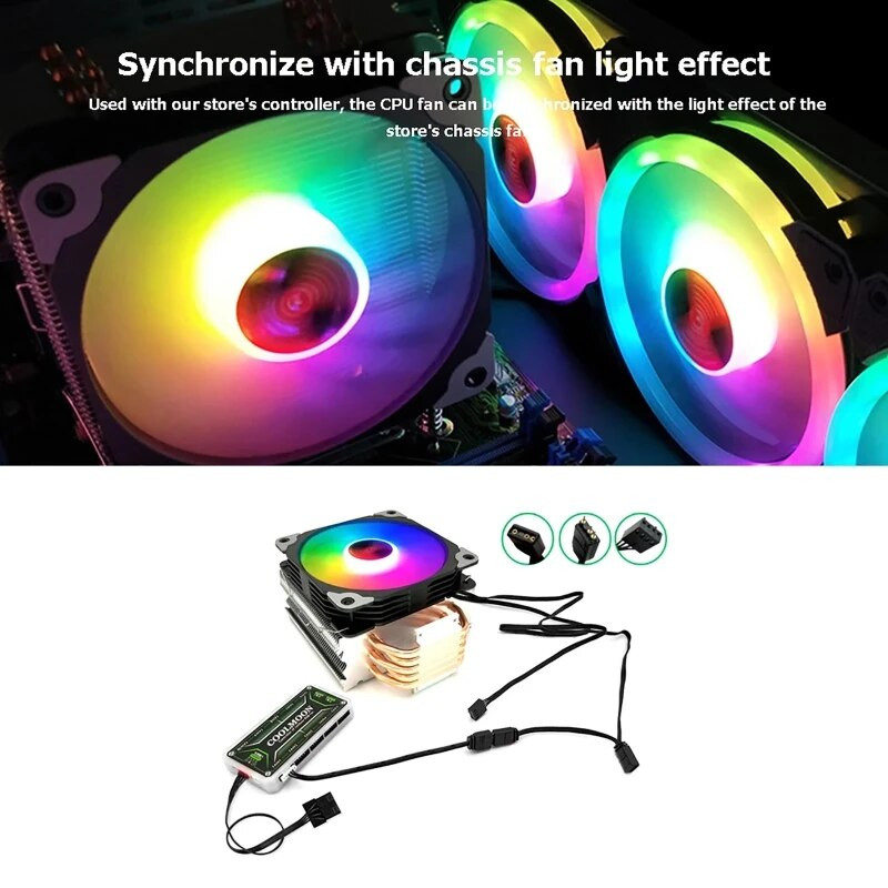 „Coolmoon“ ventiliatoriaus valdiklio adapterio kabelis mažas 4 kontaktų / 6 kontaktų iki 5 V ARGB 3 kontaktų keitiklio laidas 4 kontaktų / 6 kontaktų valdiklio adapteris