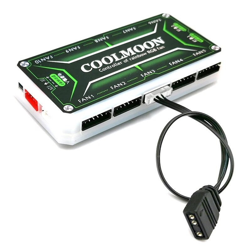 „Coolmoon“ ventiliatoriaus valdiklio adapterio kabelis mažas 4 kontaktų / 6 kontaktų iki 5 V ARGB 3 kontaktų keitiklio laidas 4 kontaktų / 6 kontaktų valdiklio adapteris