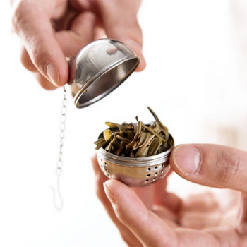Инфузер за чай от неръждаема стомана Мрежеста цедка за изтичане на чай Гореща тенджера Топка за подправки Чайник Филтър с верига Кухненски аксесоари