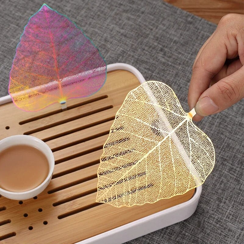 Naujas rožinio aukso juodas spalvingas Bodhi lapų arbatos filtras tuščiavidurių lapų formos arbatos sietelis Kung Fu arbatos infuzinis gėrimų indų arbatos įtaisas