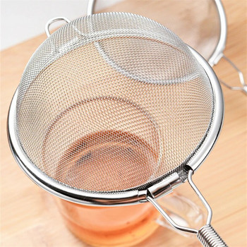 Ръчна цедка за чай от неръждаема стомана Чайник с фина мрежа Чайник за запарване на чаени листа Сито за брашно Филтър за кафе Matcha на прах Кухненски гевгир