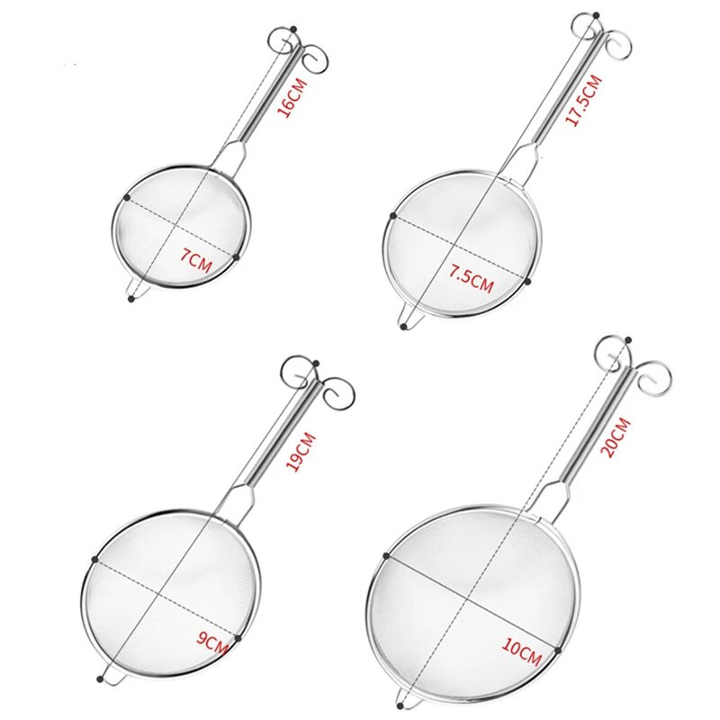 Ručno cjedilo za čaj od nehrđajućeg čelika Fini mrežasti čajnik Infuser za listove čaja Sito za brašno Filter za kavu Matcha u prahu Kuhinjsko cjedilo