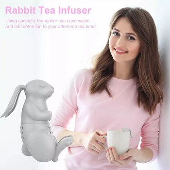Творчески сладък заек във формата на заек Силиконова машина за чай за многократна употреба Забавна билкова торбичка за чай Филтър за кафе Дифузер Цедка за чай Аксесоари
