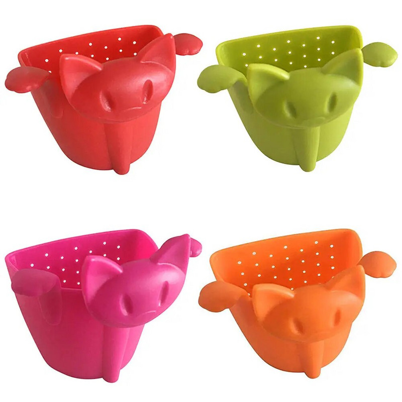 Kūrybingas mielas kačių arbatos sietelis arbatos užpiltuvas Maisto klasės silikoninis palaidų lapų puodelio sietelis, kabantis ant puodelio Linksmas animacinių filmų arbatos priedas