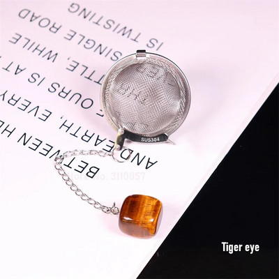 Új természetes kristály négyzet alakú kő 304 rozsdamentes acél tea infuser hálós szűrő láncos teaszűrővel teáskanna fűszer fűszer golyó