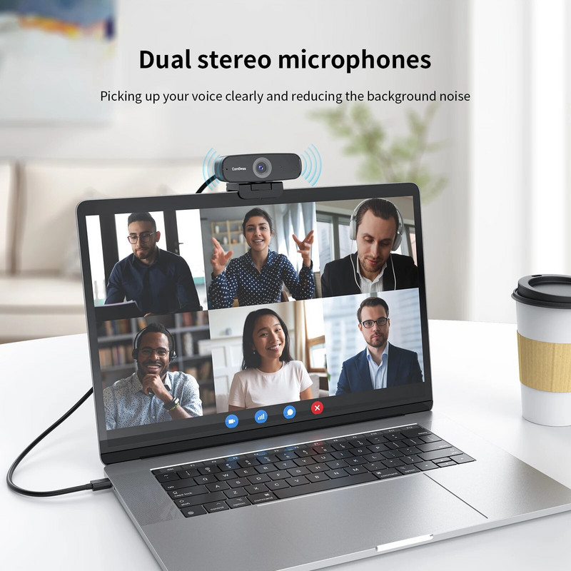CAMBOSS C836 žiniatinklio kamera 1080p HD su stereo mikrofonu, transliacija veikia su Skype Xbox Zoom FaceTime