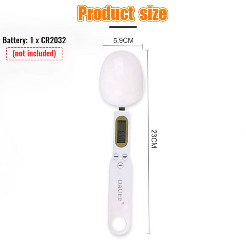 Svorio matavimo šaukštas LCD skaitmeninės virtuvės svarstyklės 500 g 0,1 g maisto matavimo šaukštas svarstyklės Mini virtuvės įrankis pienui kavos svarstyklės