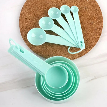 10 τεμ./Σετ φλιτζάνια Σετ κουταλιών καθαρού χρώματος Εργαλεία μέτρησης PP Πλαστικά αξεσουάρ κουζίνας Φορητός στοιβαζόμενος συνδυασμός