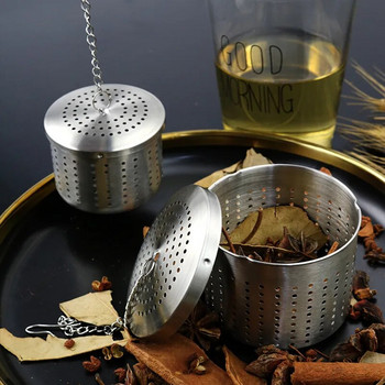 Чайник от неръждаема стомана Цедка за запарване на чай Цилиндричен филтър за изтичане на чай Подправки Топчета за подправки Висяща верига Кухненски аксесоари