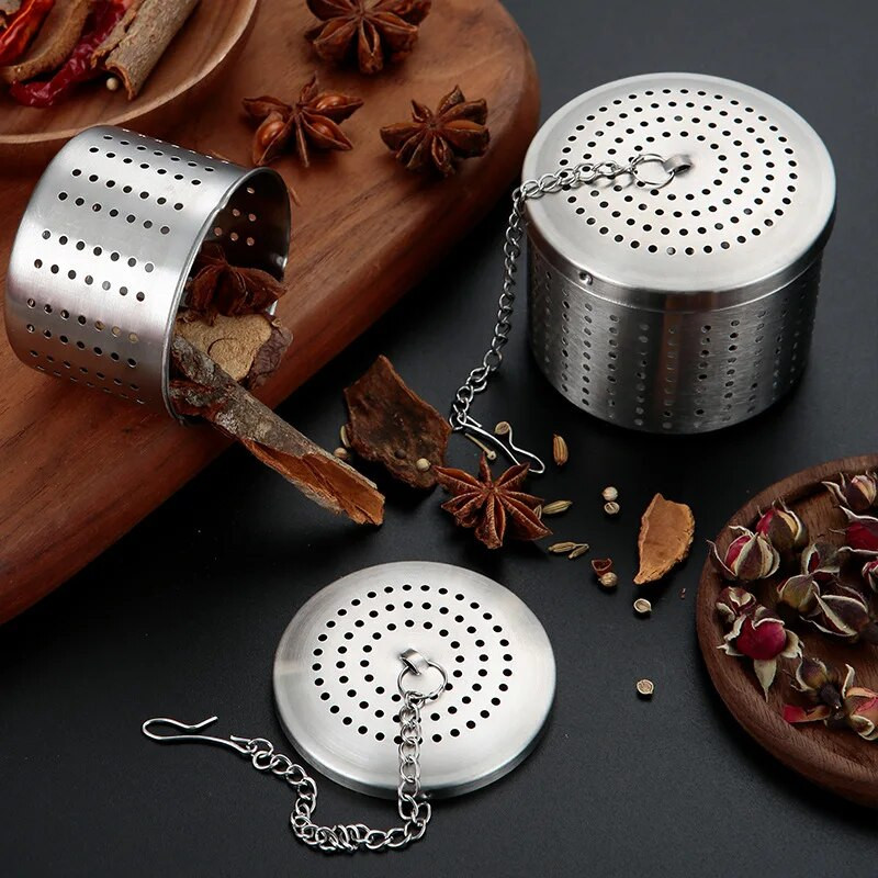 Nerūdijančio plieno arbatinukas arbatos infuzinis sietelis Cilindrinis arbatos nutekėjimas Prieskonių filtras Prieskonių rutuliukai Kabantys grandinėlė Virtuvės priedai