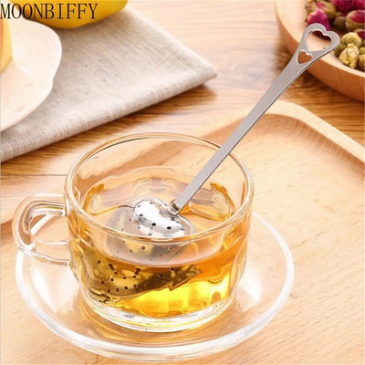 Újrafelhasználható, rozsdamentes acél tea infuser hálós golyós teaszűrő kávéfűszer fűszerek szűrő diffúzor fogantyú tealabda konyhai kütyük