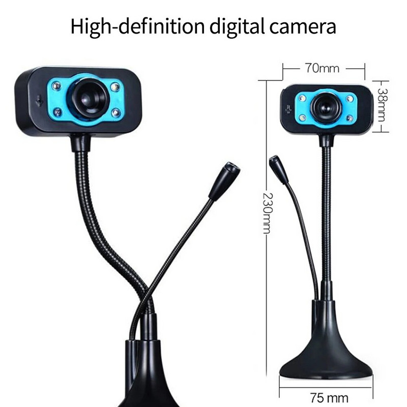 Interneto kamera HD žiniatinklio kamera Integruotas mikrofonas USB kištukas Interneto kamera Night Vision, skirtas asmeniniam kompiuteriui Mac nešiojamasis kompiuteris darbalaukis, skirtas YouTube Skype