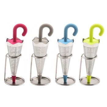 4 цвята Чадър във форма на чадър Силиконова цедка за билкови подправки от неръждаема стомана Филтърна мрежа Чайник Чайник Инструмент Teaweare
