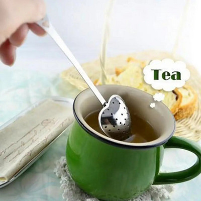 Filtru pentru ceainic Steeper Filtru în formă de inimă Lingură pentru infuzor de ceai din oțel inoxidabil