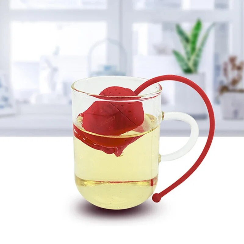 Νέο Rose Flower Shape Spice Tea Infuser Στρώμα σιλικόνης Tea Bag Filter Diffuser Teaware Teapot Accessory Kitchen Gadget