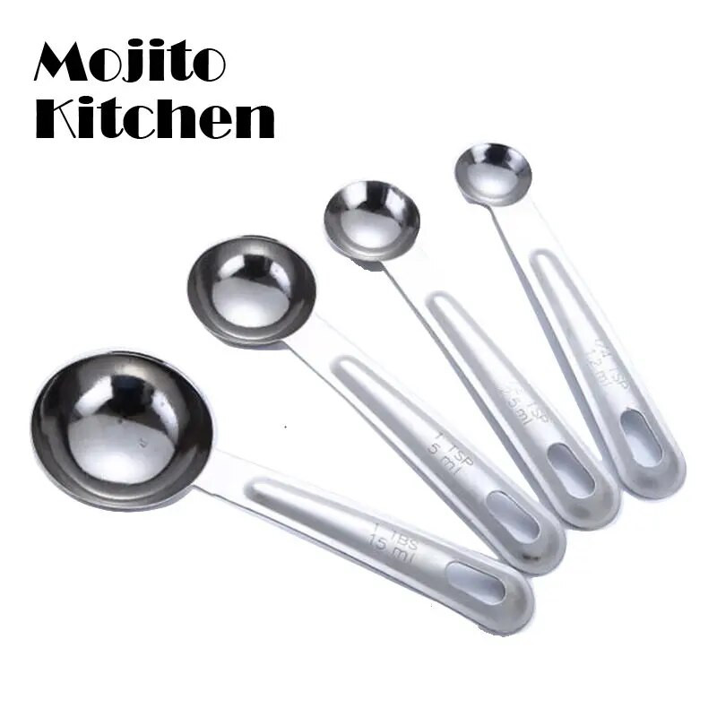 Matavimo puodeliai Sudedami virtuvės matavimo šaukštų rinkinys nerūdijančio plieno valgomųjų šaukštų namų matavimo puodelių ir šaukštų rinkinys