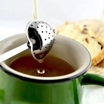 Φίλτρο τσαγιού 1 τεμ. Μακρύ χερούλι σε σχήμα καρδιάς από ανοξείδωτο ατσάλι Διχτυωτό τσαγιού φίλτρο τσαγιού Steeper Teapot Filter Tea Accessories