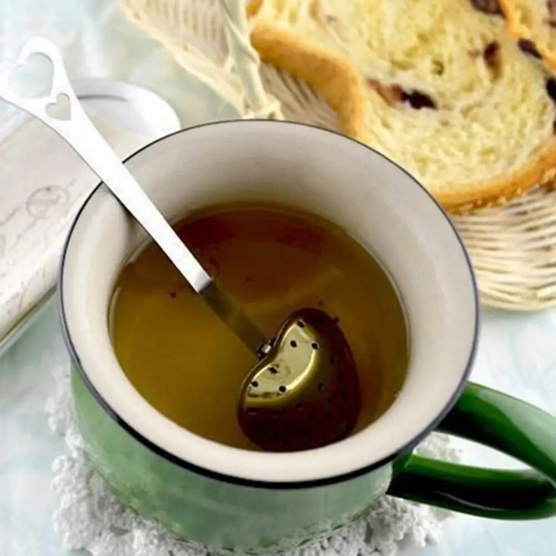 1vnt arbatos filtras ilga rankena širdies formos nerūdijančio plieno tinklelis arbatos infuzinis šaukštas arbatos sietelis Statesnis arbatinukas filtras arbatos priedai