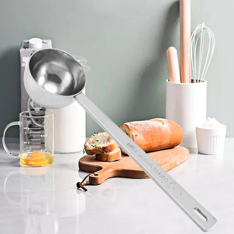 5/10/15/20//30 ml Ilgos rankenos nerūdijančio plieno matavimo šaukštas Kavos miltelių matavimo šaukštas vienos galvos prieskonių šaukštas