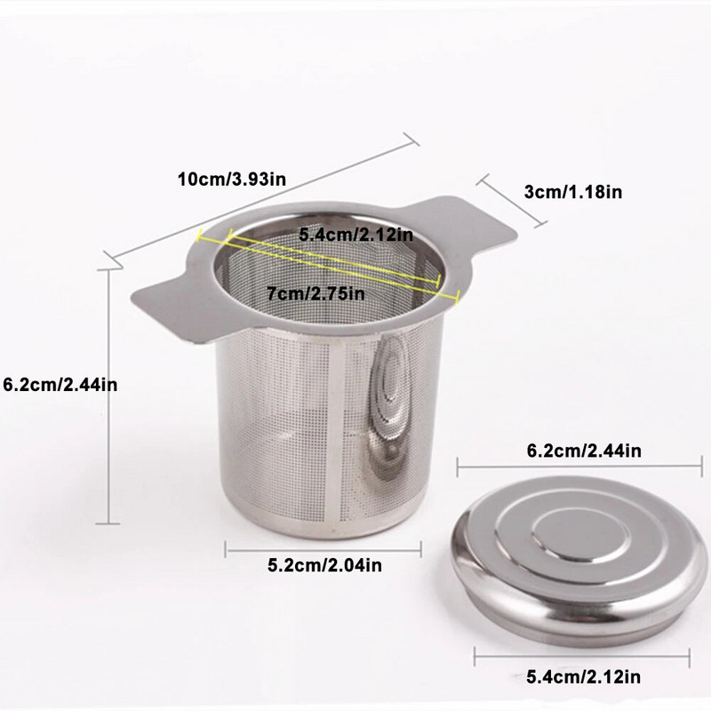 Dvigubos rankenos arbatos infuzorius 304 nerūdijančio plieno smulkaus tinklelio kavos filtro arbatinuko puodelis kabantis palaidų lapų arbatos sietelio filtras