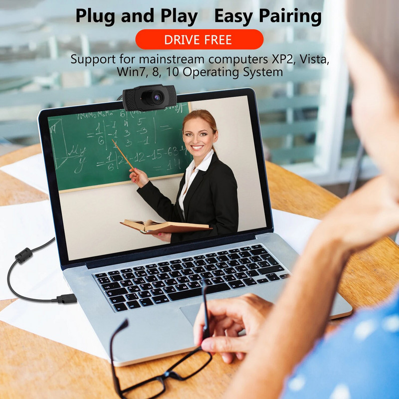 Interneto kamera 1080P „Full HD“ žiniatinklio kamera su LED užpildymo lempute Mikrofonas USB kištukas Interneto kamera, skirta asmeniniam kompiuteriui „Mac“ nešiojamojo kompiuterio stalinio kompiuterio kamera