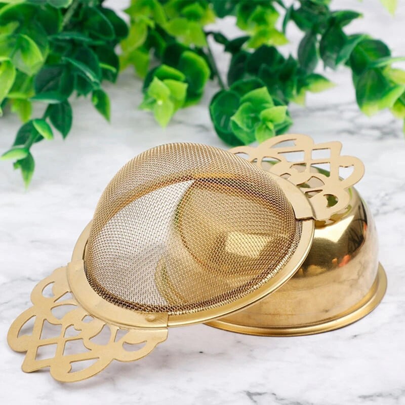 Nerūdijančio plieno dvigubo ausies prieskonių infuzerio filtras, palaidi lapai su lašintuvu arbatos sieteliu arbata su dvigubomis rankenėlėmis