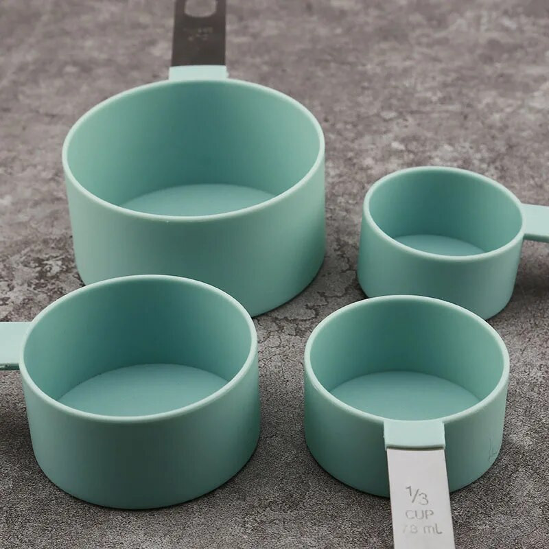 4vnt Virtuvės įrankiai Matavimo šaukštai puodeliai Rinkinys plieninė rankena Arbatinis šaukštelis Kavos Cukraus Kaušelis Tortas Kepimas Maisto gaminimo įtaisai