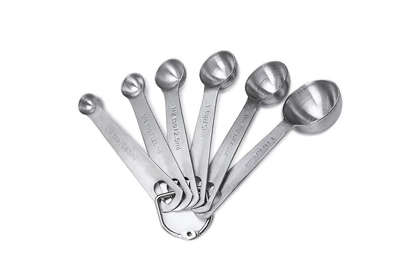 6 vnt nerūdijančio plieno sausi skysti ingredientai matavimo šaukštai nešiojami virtuvės prietaisai kepimo įrankiai