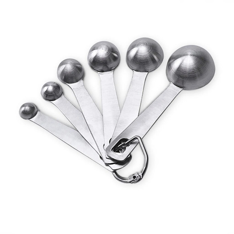 6 vnt nerūdijančio plieno sausi skysti ingredientai matavimo šaukštai nešiojami virtuvės prietaisai kepimo įrankiai