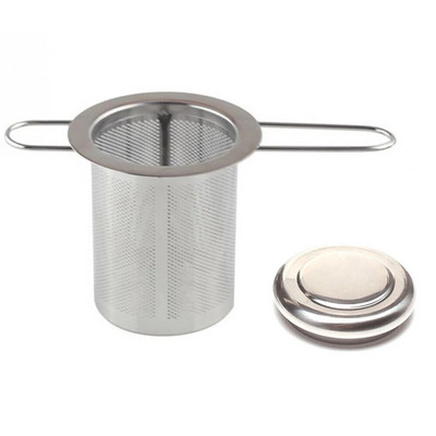 Dvigubos rankenos arbatos infuzerio nutekėjimo arbatos filtras su dangteliu nerūdijančio plieno smulkaus tinklelio kavos filtro arbatinuko puodelis birių lapų arbatos sietelis