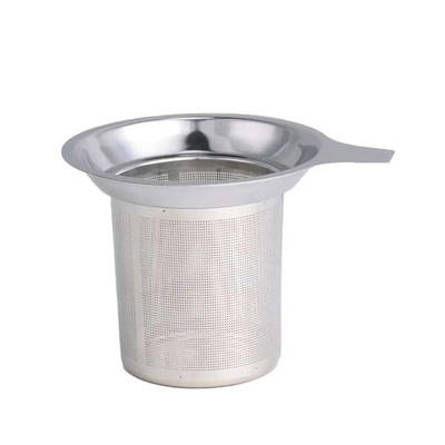 Dvigubos rankenos arbatos infuzerio nutekėjimo arbatos filtras su dangteliu nerūdijančio plieno smulkaus tinklelio kavos filtro arbatinuko puodelis birių lapų arbatos sietelis