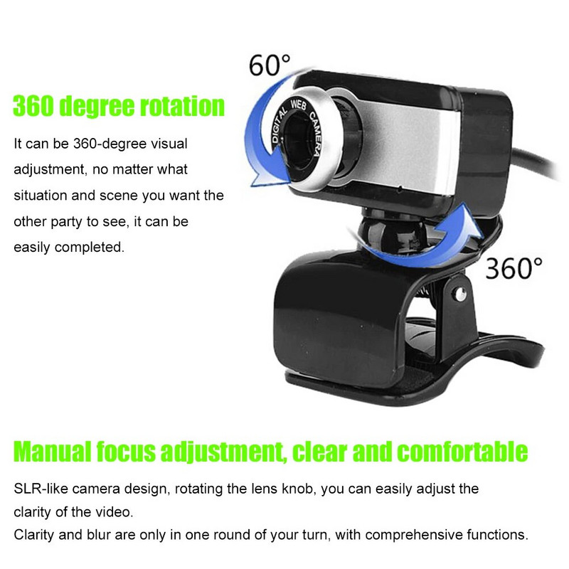 „HotSale 480P HD“ žiniatinklio kamera USB 2.0 žiniatinklio kamera su mikrofonu, lankstus, pasukamas dizainas, skirtas staliniam nešiojamajam kompiuteriui „Windows“ sistemos palaikymas