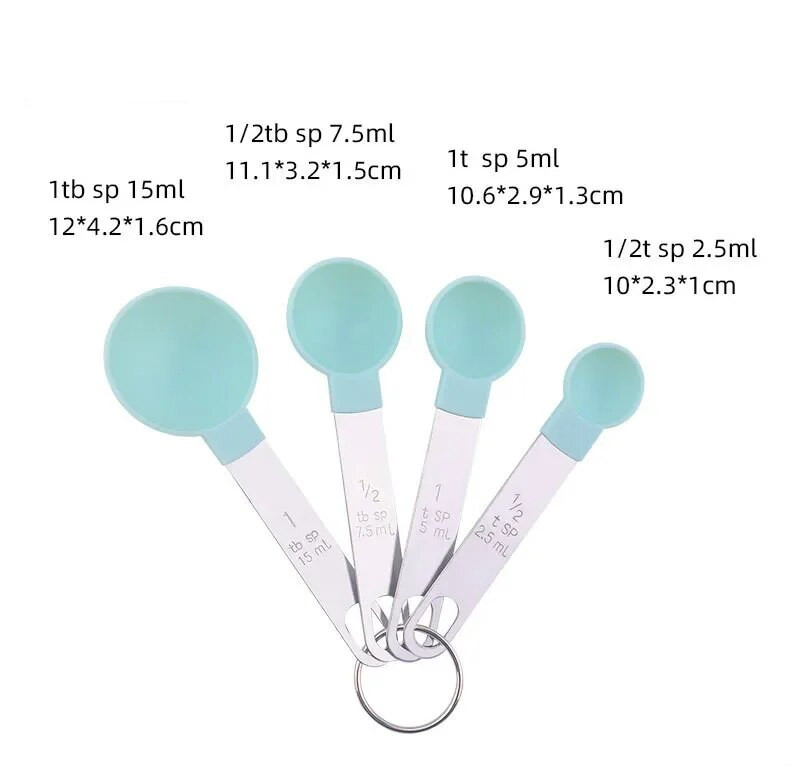 4/8/10db Többcélú kanalak csésze mérőeszközök PP sütőtartozékok rozsdamentes acél műanyag fogantyús konyhai eszközök