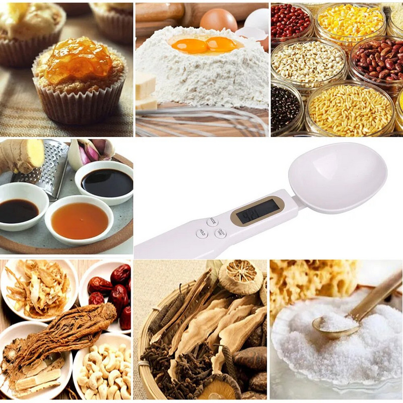500 g/0,1 g Skaitmeninis matavimo šaukštas Nešiojamos virtuvės svarstyklės Elektroninis šaukštas Svoris Tūris Maisto svarstyklės Virtuvės įrankių priedai