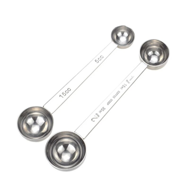 Dvigalvis kavos pieno miltelių matavimo šaukštas su svarstyklių virtuvės ilga rankena