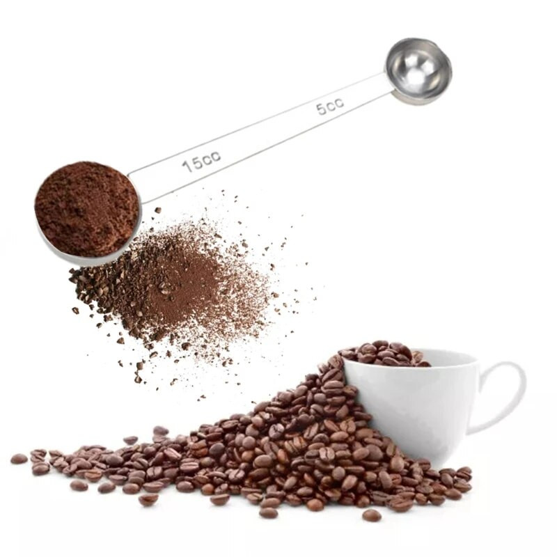 Dvigalvis kavos pieno miltelių matavimo šaukštas su svarstyklių virtuvės ilga rankena