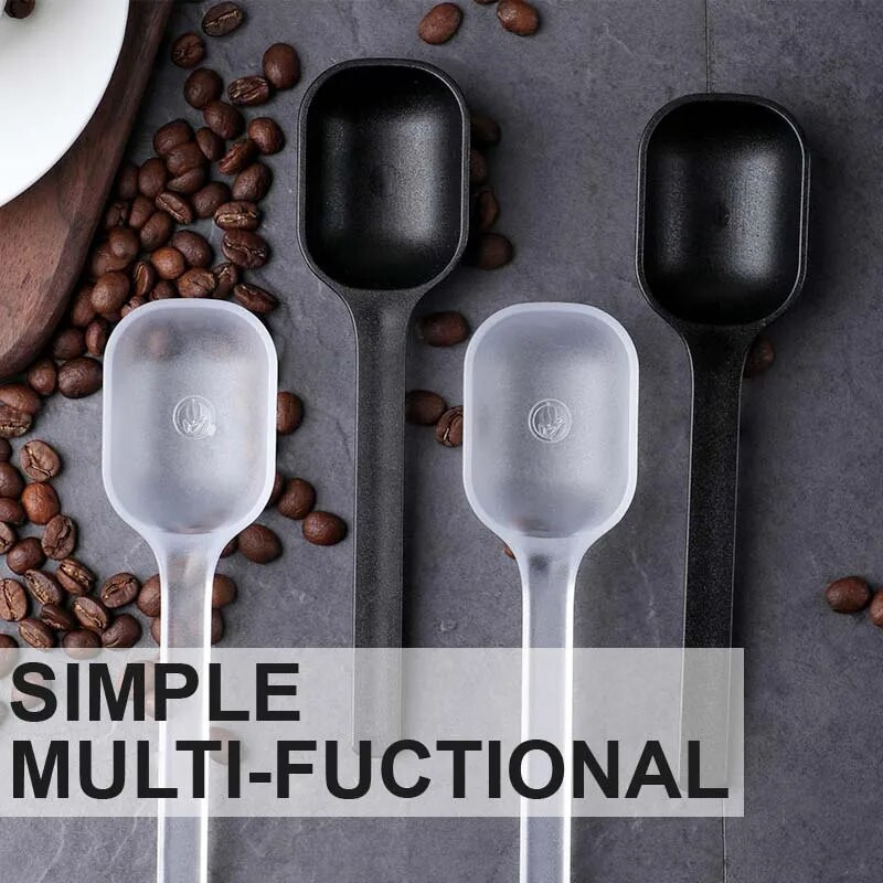 Plastikinis šaukštas 2 vnt. kavos pupelių šaukštas su medvilniniu maišeliu, miltelių kaušelis 17 cm padažo šaukštas virtuvės matavimo juodas skaidrus šaukštas