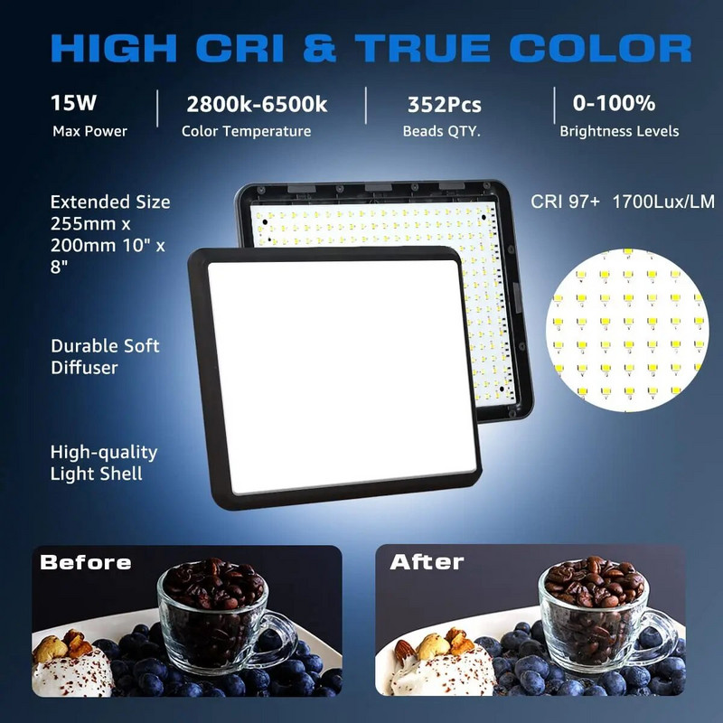 Pritemdomas LED vaizdo apšvietimas Nuolatinis apšvietimas Reguliuojamas trikojo stovas, nešiojamas užpildymo apšvietimas, skirtas fotografuoti fotostudijoje