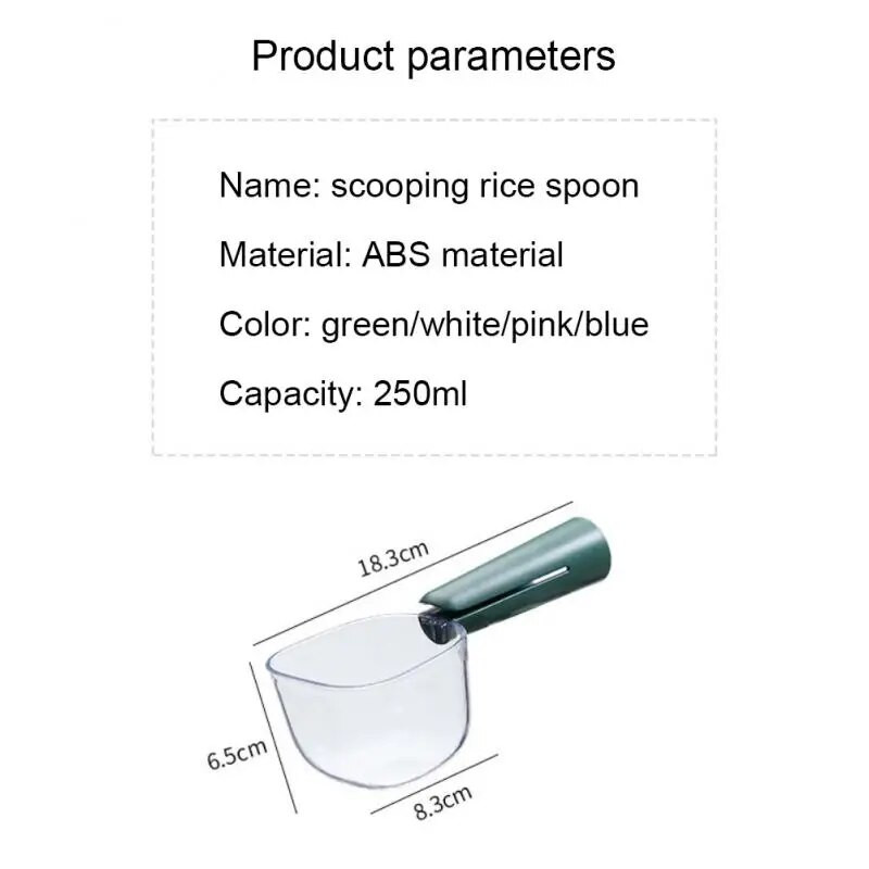 Daugiafunkcis kaušelis ryžių šaukštas Ekonomiškas stambių grūdų didelės talpos ledo kastuvas Miltų šaukštas permatomas skalės matavimo šaukštas