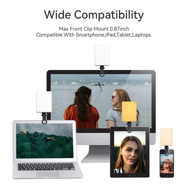 LED mobiliojo telefono kompiuterio užpildymo lemputė Reguliuojama nešiojama LED lempa, įkraunama klipų užpildymo vaizdo lemputė, skirta tiesioginiam asmenukės susitikimui