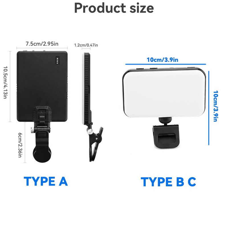 LED mobiliojo telefono kompiuterio užpildymo lemputė Reguliuojama nešiojama LED lempa, įkraunama klipų užpildymo vaizdo lemputė, skirta tiesioginiam asmenukės susitikimui