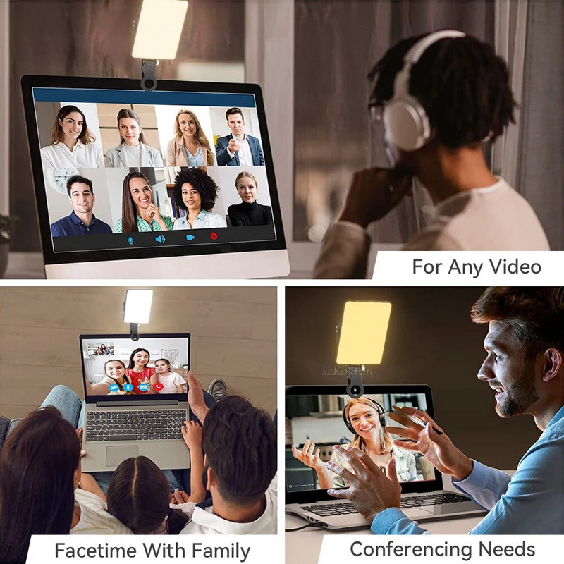 LED mobiliojo telefono kompiuterio užpildymo lemputė Reguliuojama nešiojama LED lempa, įkraunama klipų užpildymo vaizdo lemputė, skirta tiesioginiam asmenukės susitikimui